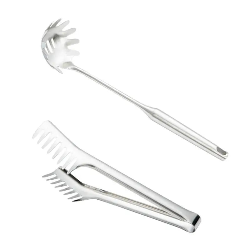Pasta Spoon Spaghetti Server Spaghetti Spoon and Pasta Tong Serving Utensils Stainless Steel Noodle Cooking Spaghetti Tools