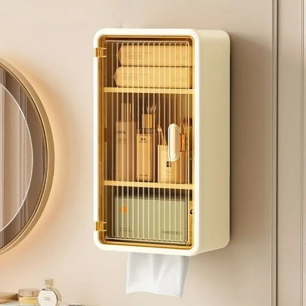 Wall Mounted Bathroom Shelf With Tissue Holder