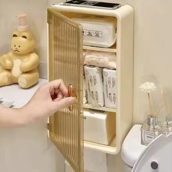 Wall Mounted Bathroom Shelf With Tissue Holder