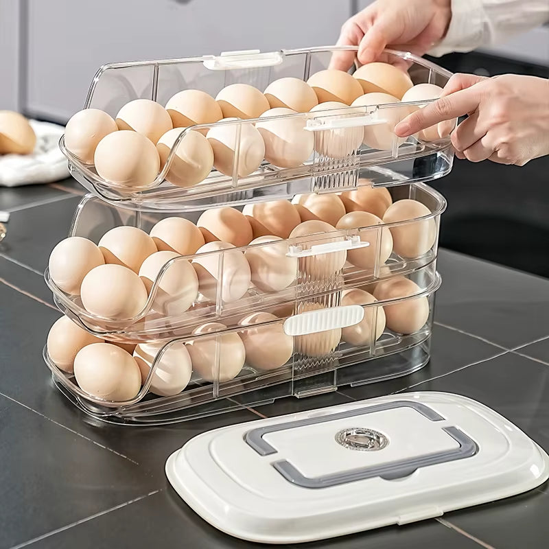 Multi Layer Combination Automatic Rolling Egg Box, Refrigerator Storage Box Dedicated Side Door Egg Tray, Refrigerator Egg Rack